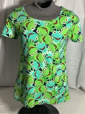 LuLaRoe Muppets Kermit the Frog Green & Blue Top